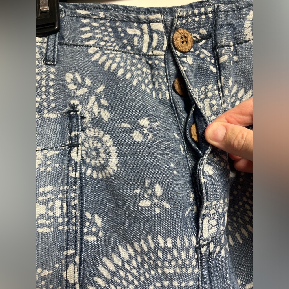 Free People Island Vibes Discharge Trousers pant Island Blue size 29 boho - Picture 5 of 9